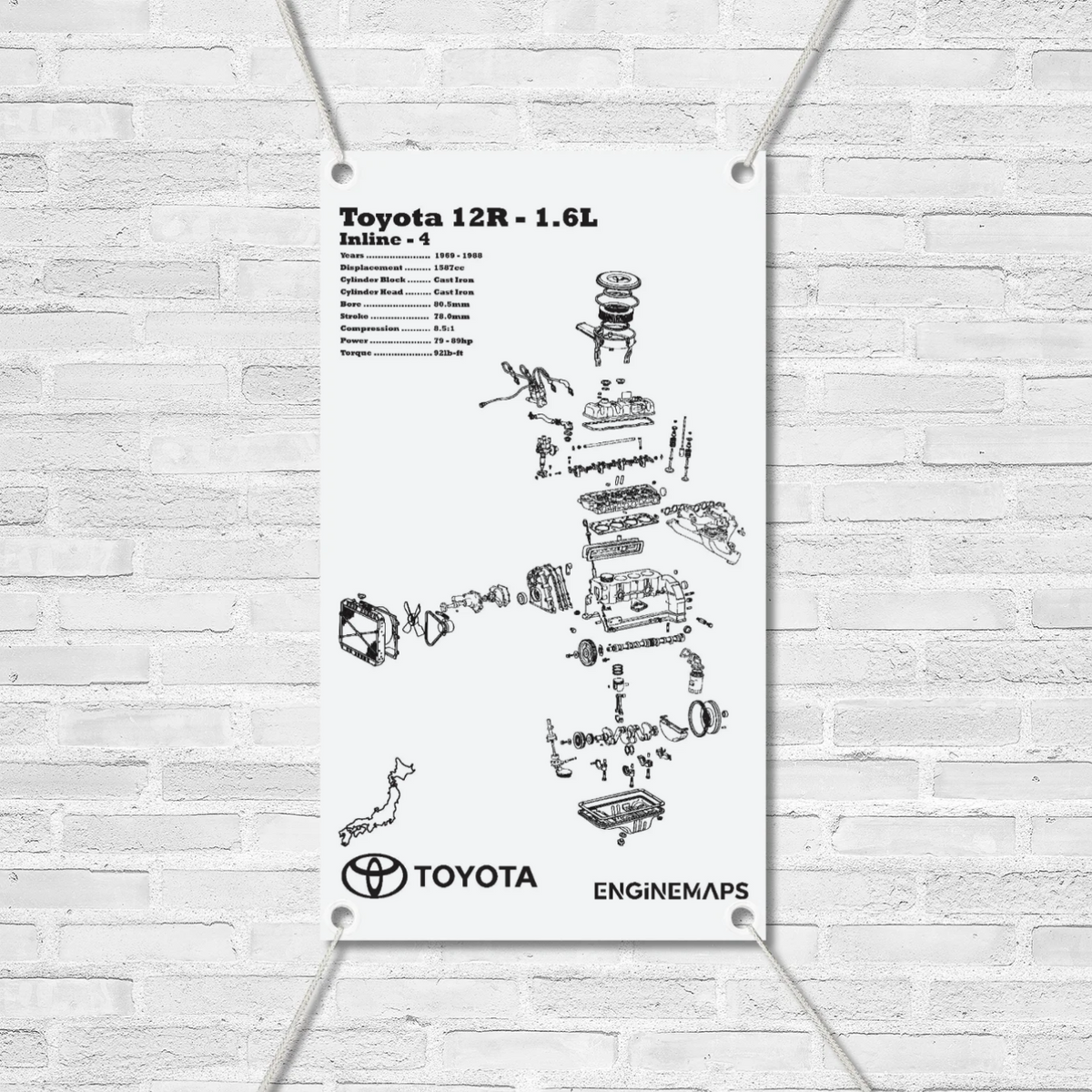 Toyota 12R 1.6L Exploded View Banner – EngineMaps