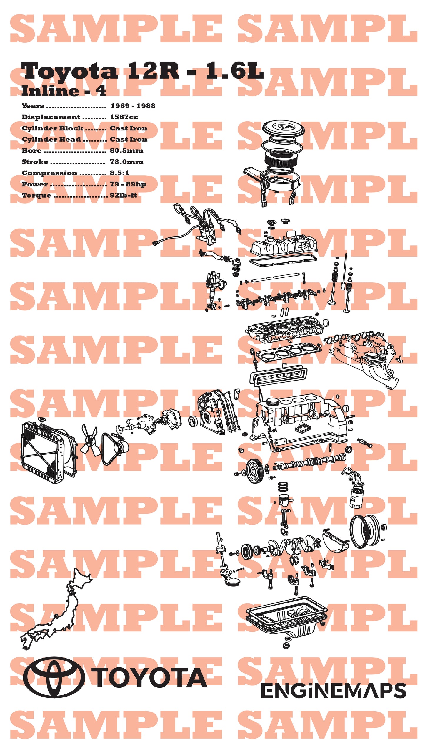 Toyota 12R 1.6L Exploded View Banner