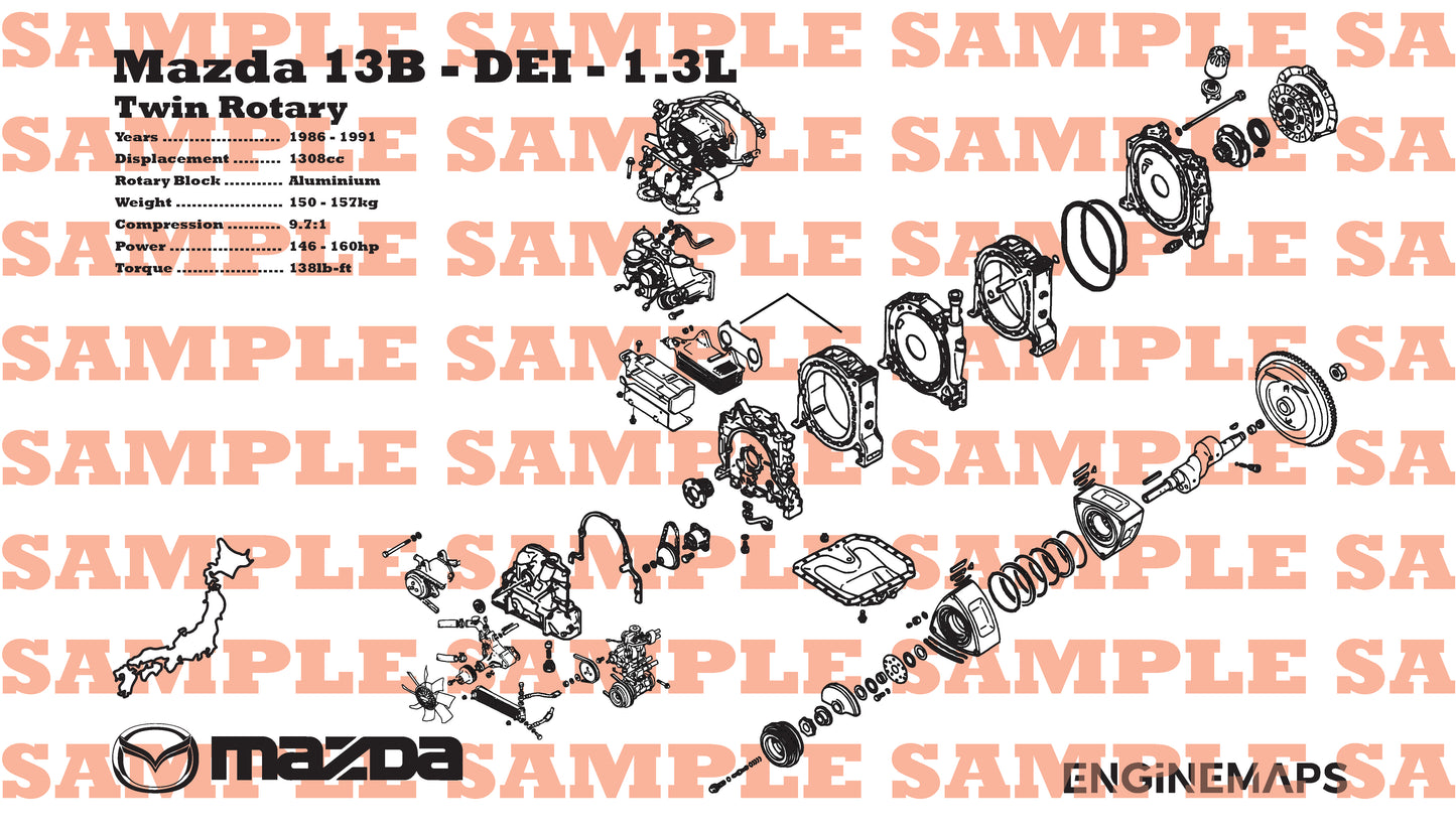 Mazda 13B-DEI 1.3L Exploded View Banner