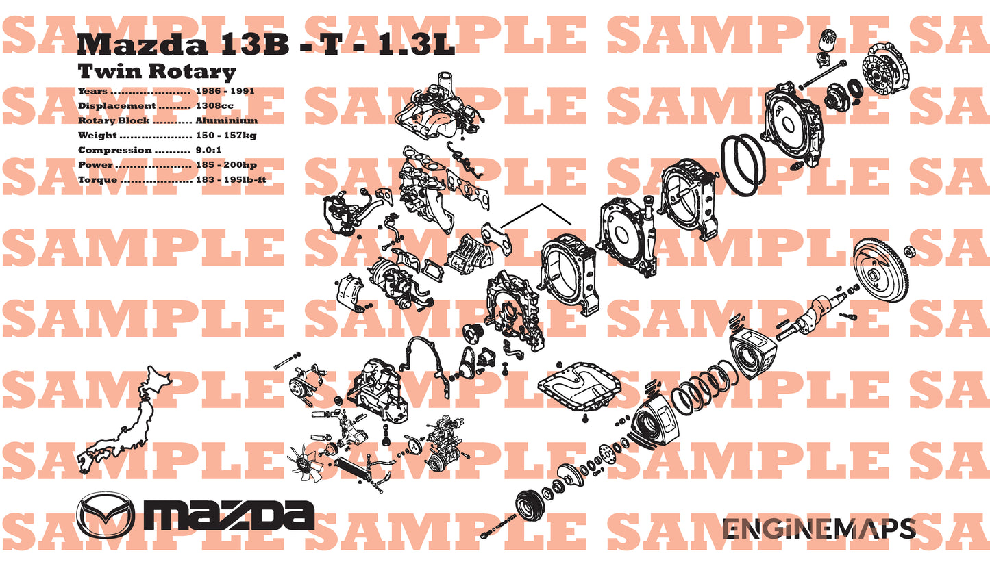 Mazda 13B-T 1.3L Exploded View Banner
