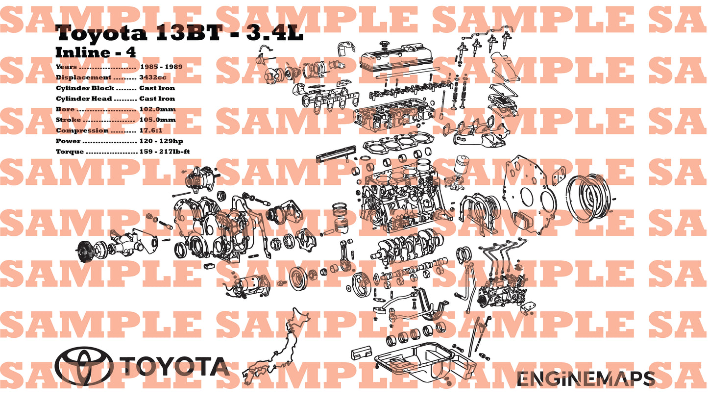 Toyota 13BT 3.4L Exploded View Banner