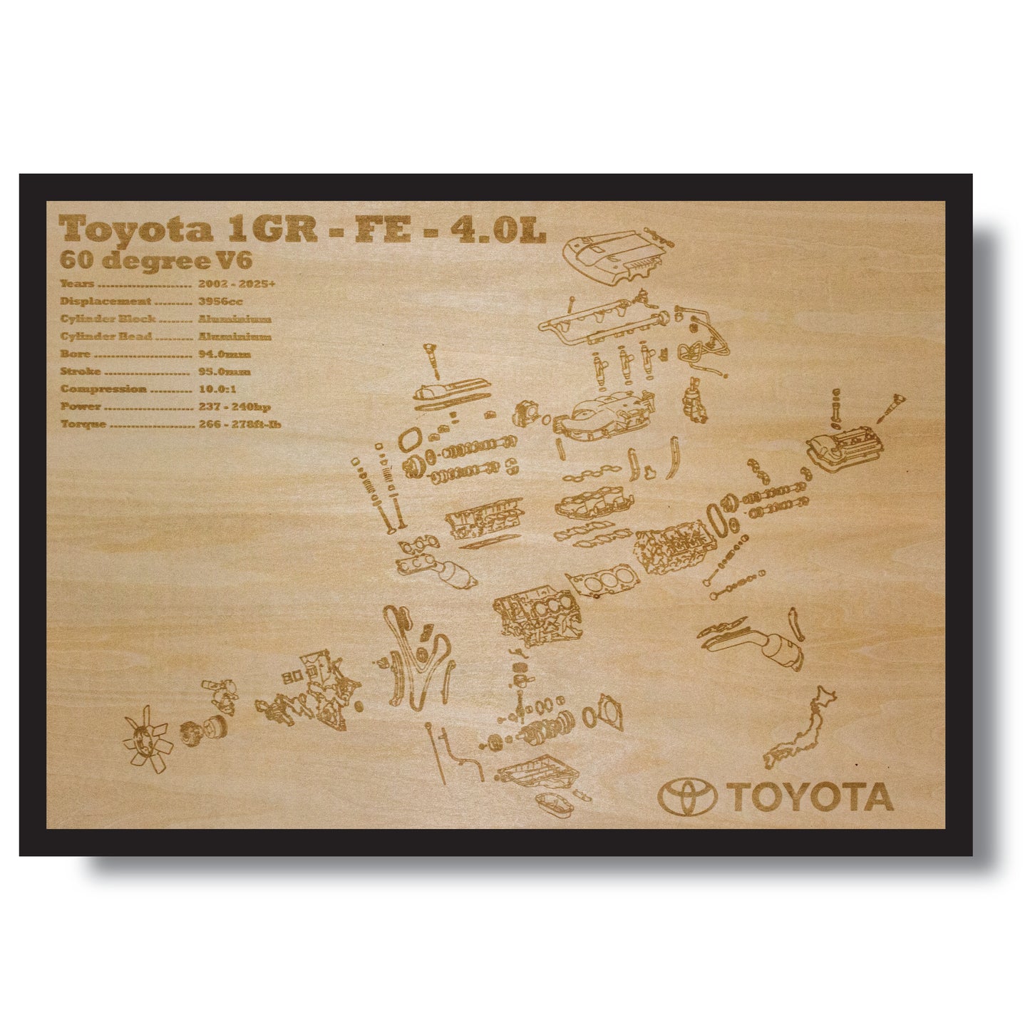 Toyota 1GR-FE 4.0L exploded view poster