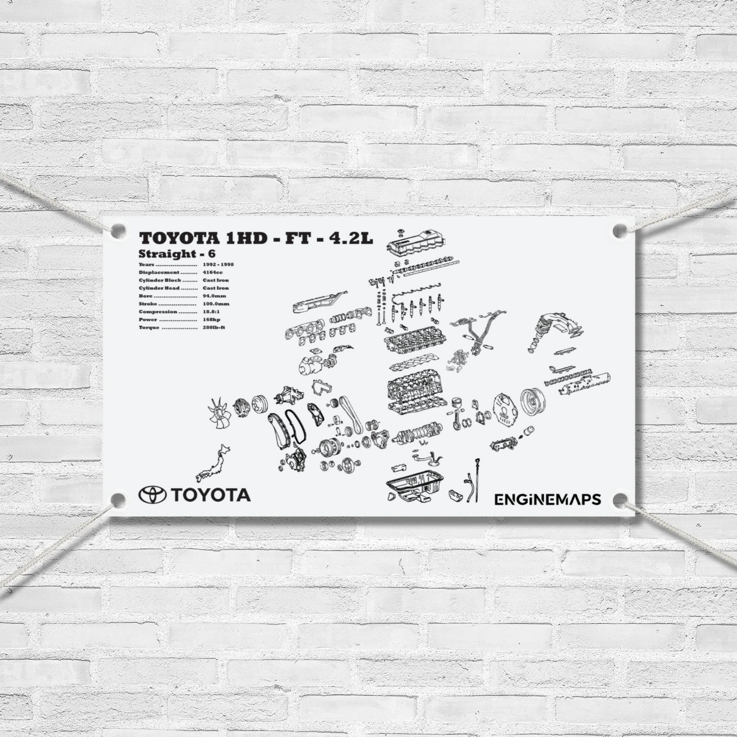 Toyota 1HD-FT 4.2L Exploded View Poster