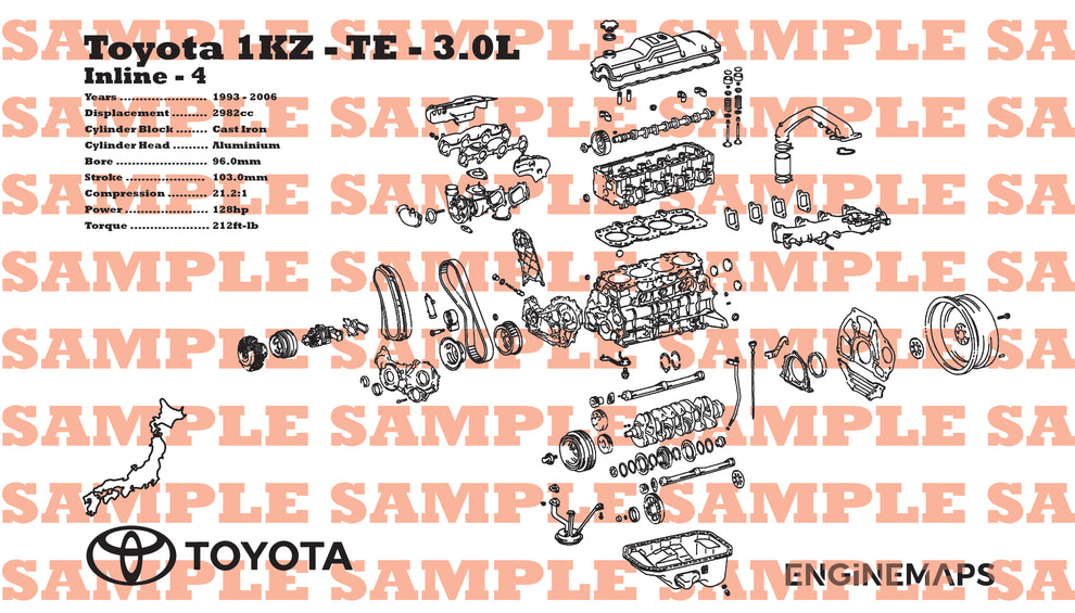 Toyota 1KZ-TE 3.0L Exploded View Banner – EngineMaps