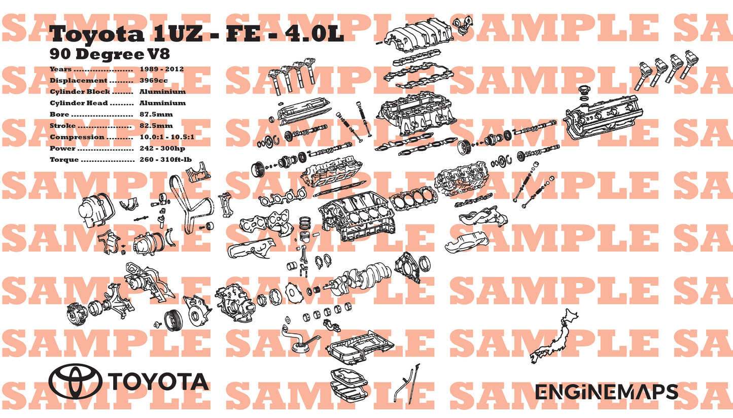 Toyota 1UZ-FE 4.0L Exploded View Poster