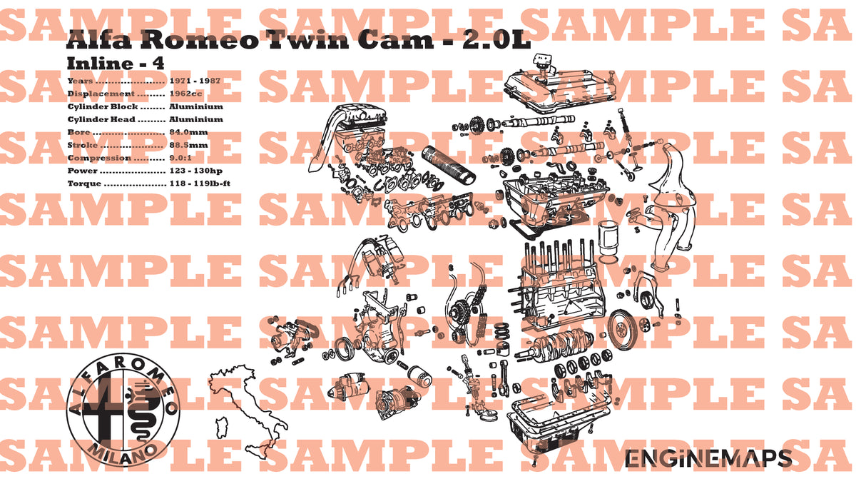 Alfa Romeo Twin Cam [Twin Carbureted] 2.0L Exploded View Banner