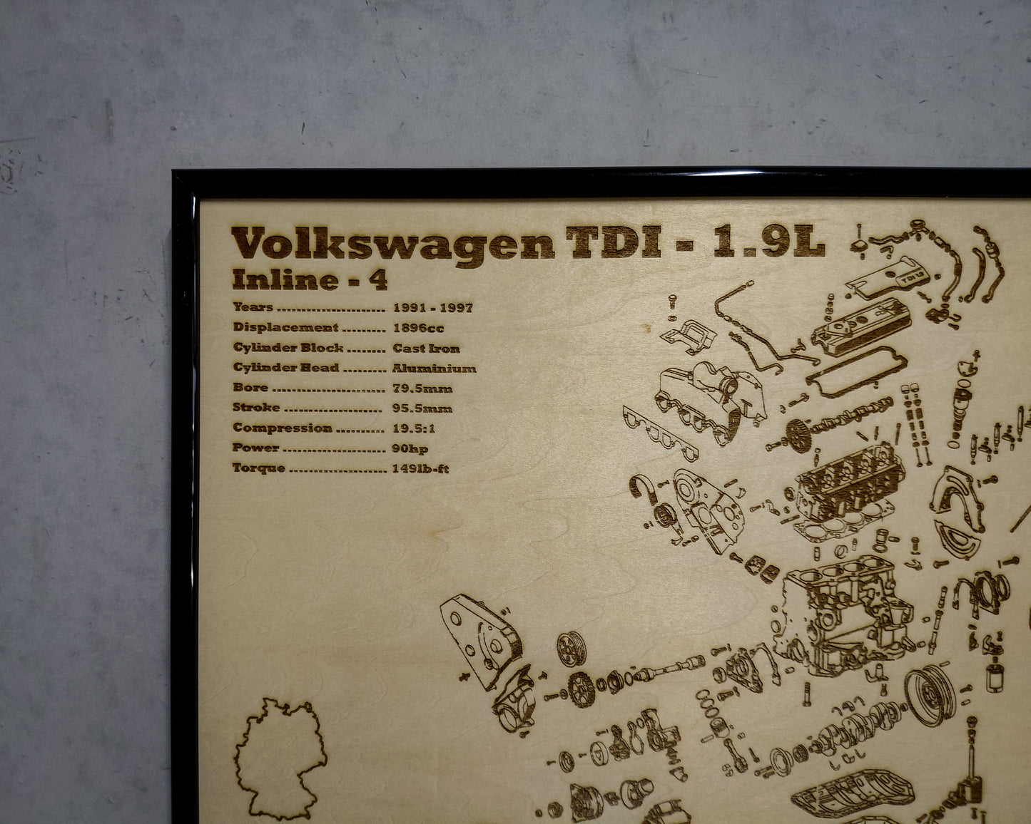 Volkswagen TDI 1.9L [1Z] exploded view poster
