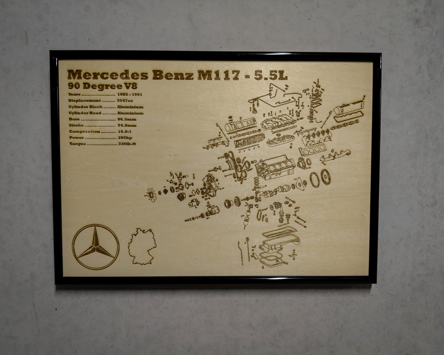 Mercedes Benz M117.954 5.5L exploded view poster