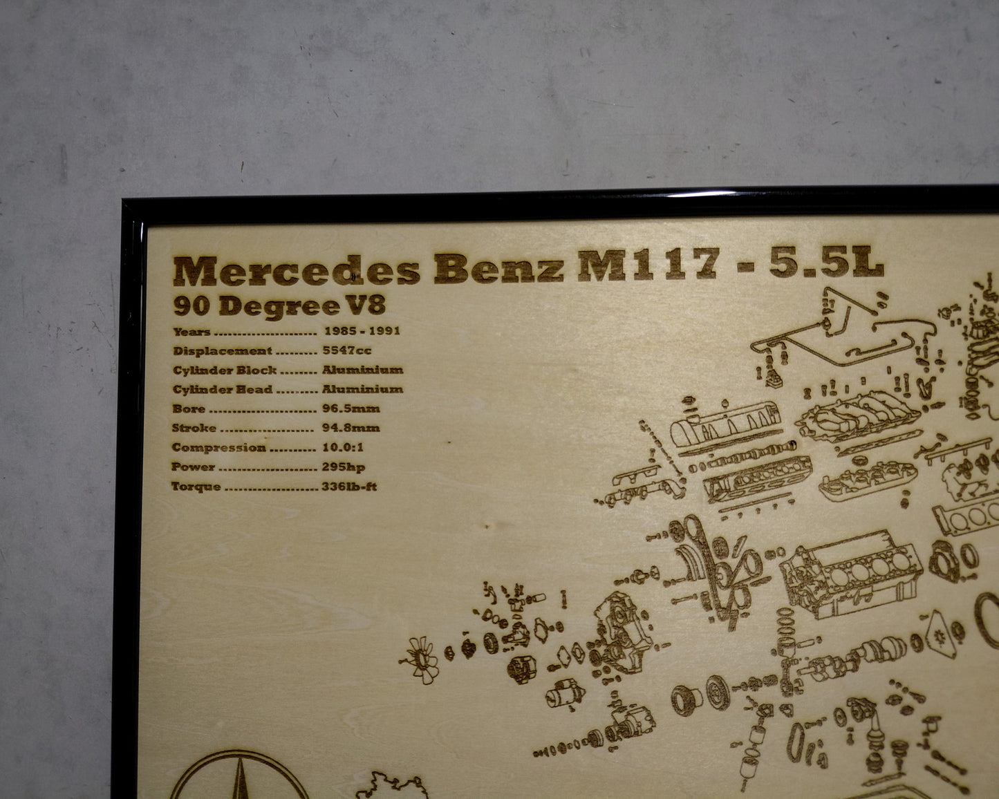 Mercedes Benz M117.954 5.5L exploded view poster