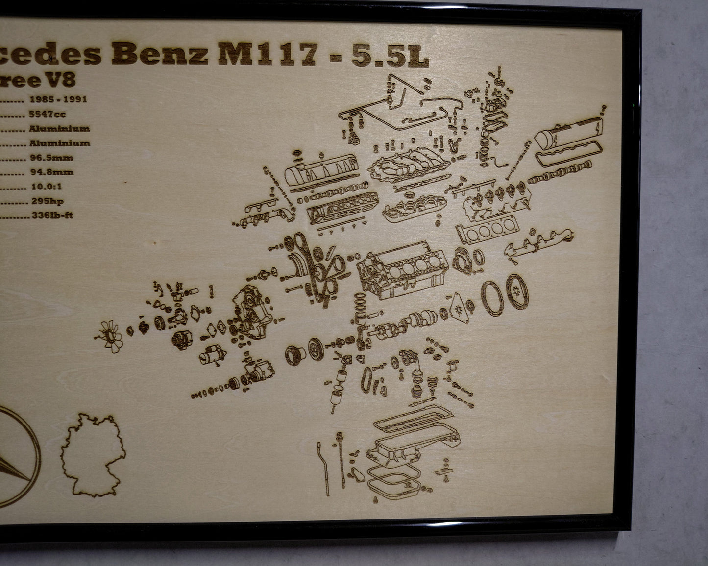Mercedes Benz M117.954 5.5L exploded view poster