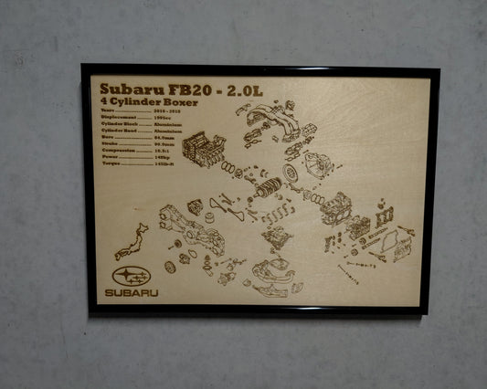 Subaru FB20 2.0L Exploded View Poster
