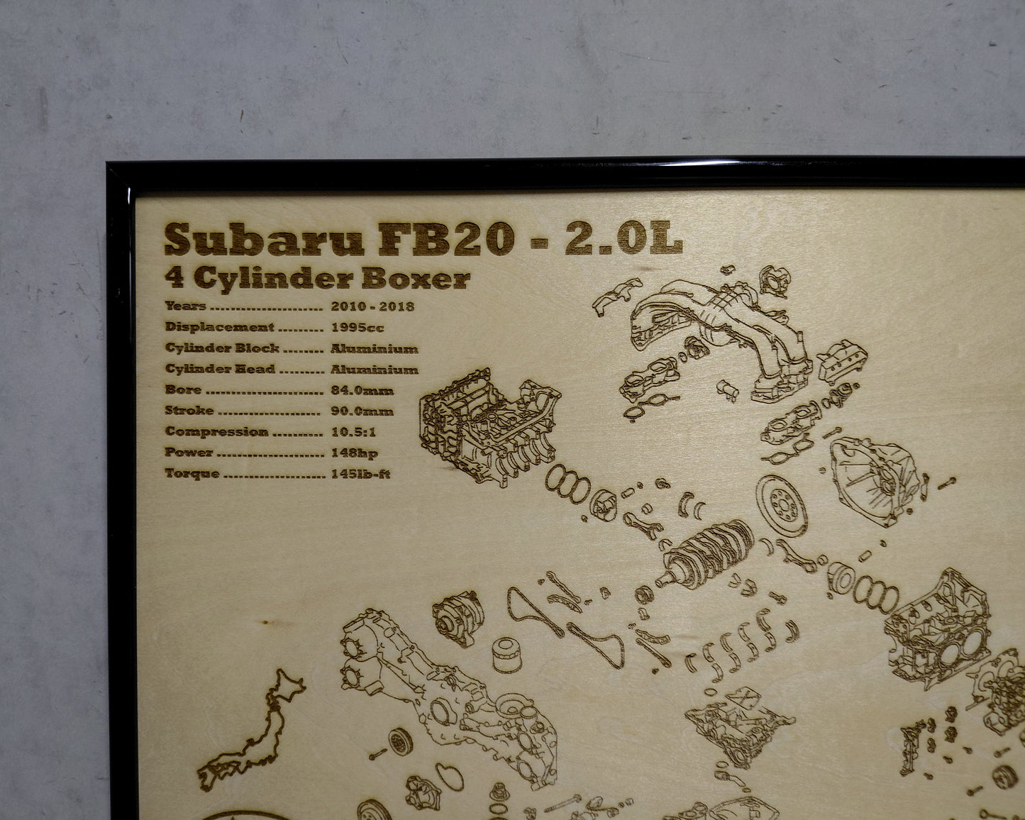 Subaru FB20 2.0L Exploded View Poster