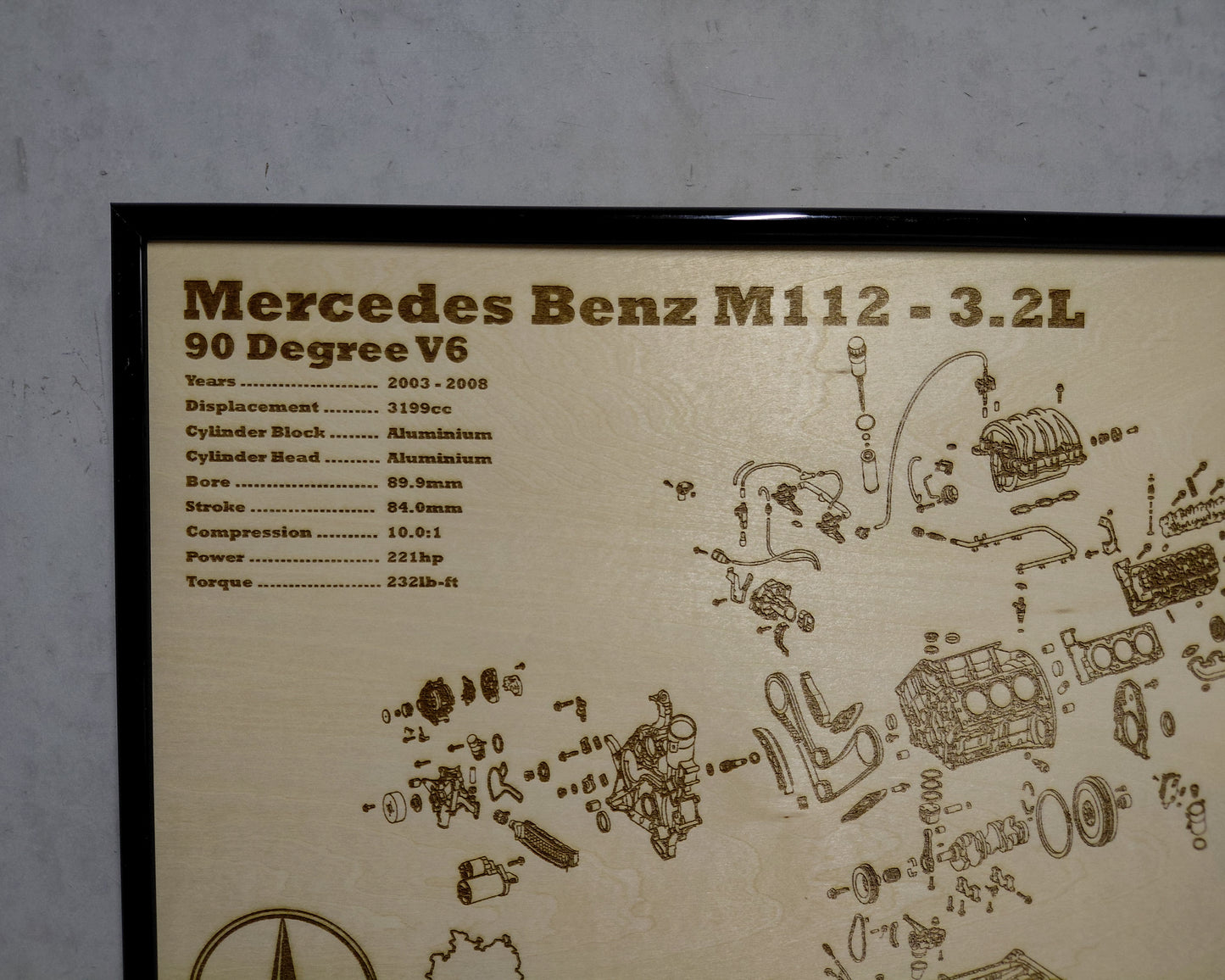 Mercedes Benz M112.954 3.2L exploded view poster