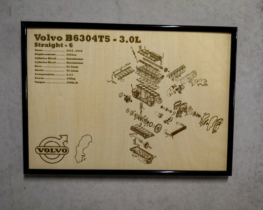 Volvo B6304T5 3.0L Exploded View Poster