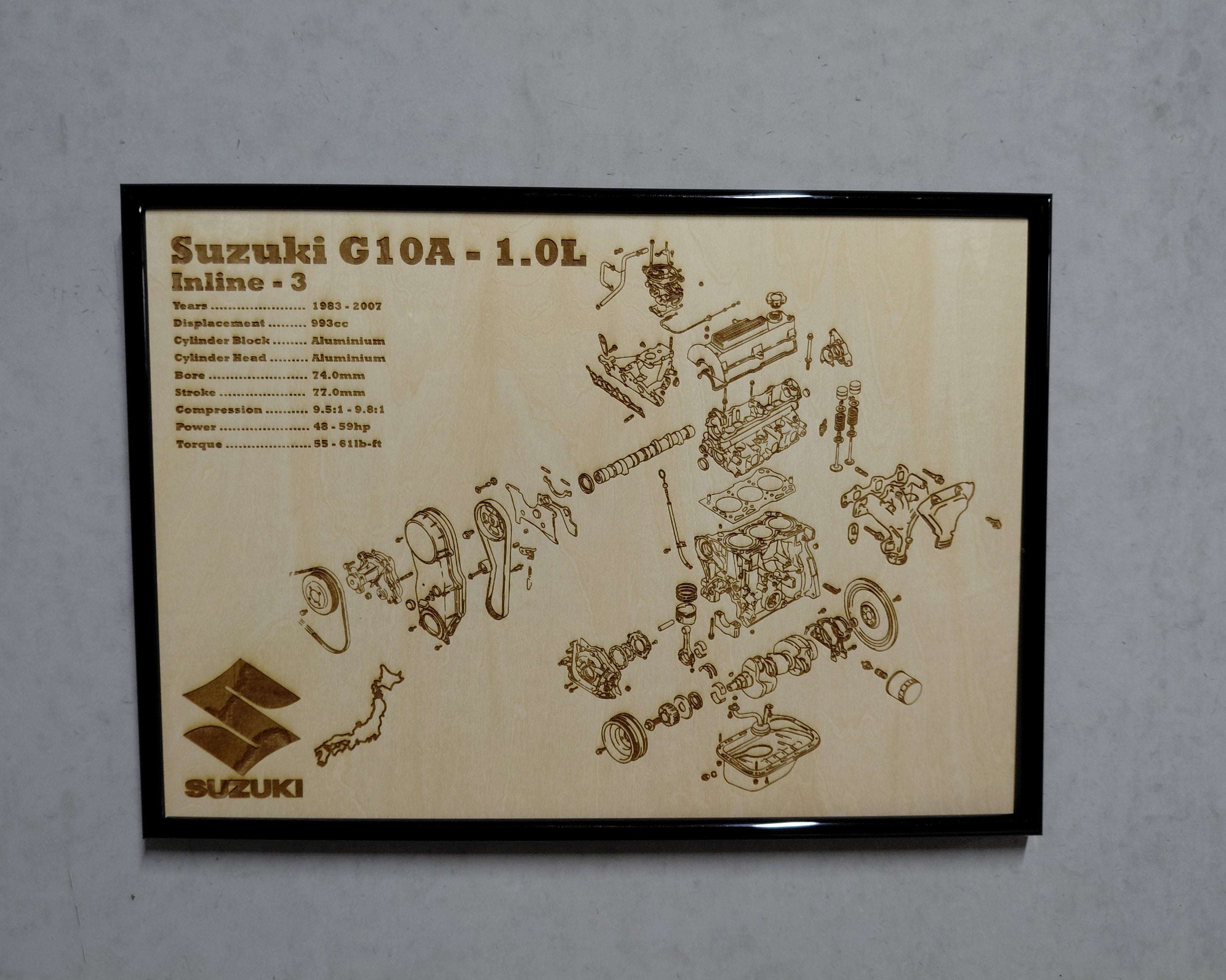 Suzuki G10A 1.0L exploded view poster – EngineMaps