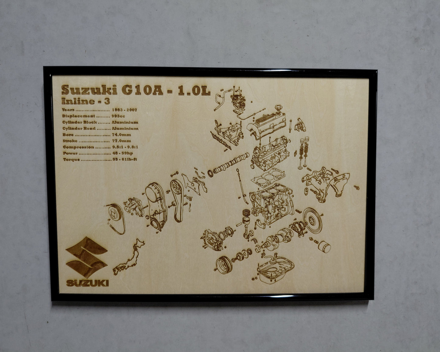 Suzuki G10A 1.0L exploded view poster