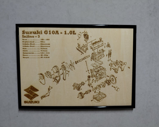 Suzuki G10A 1.0L exploded view poster