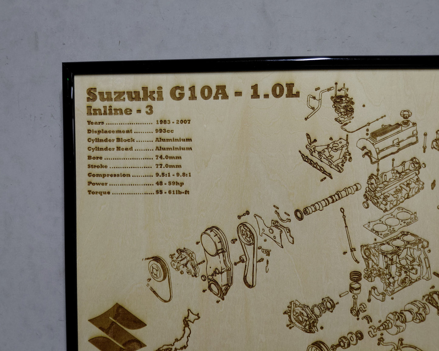 Suzuki G10A 1.0L exploded view poster