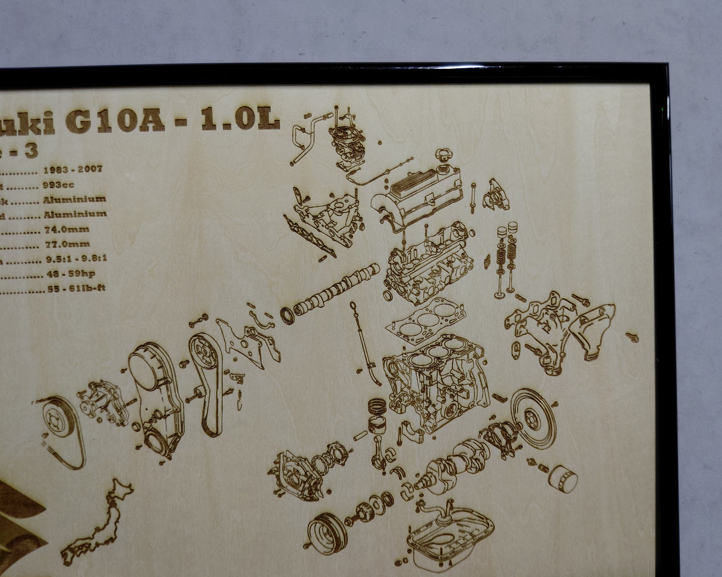 Suzuki G10A 1.0L exploded view poster