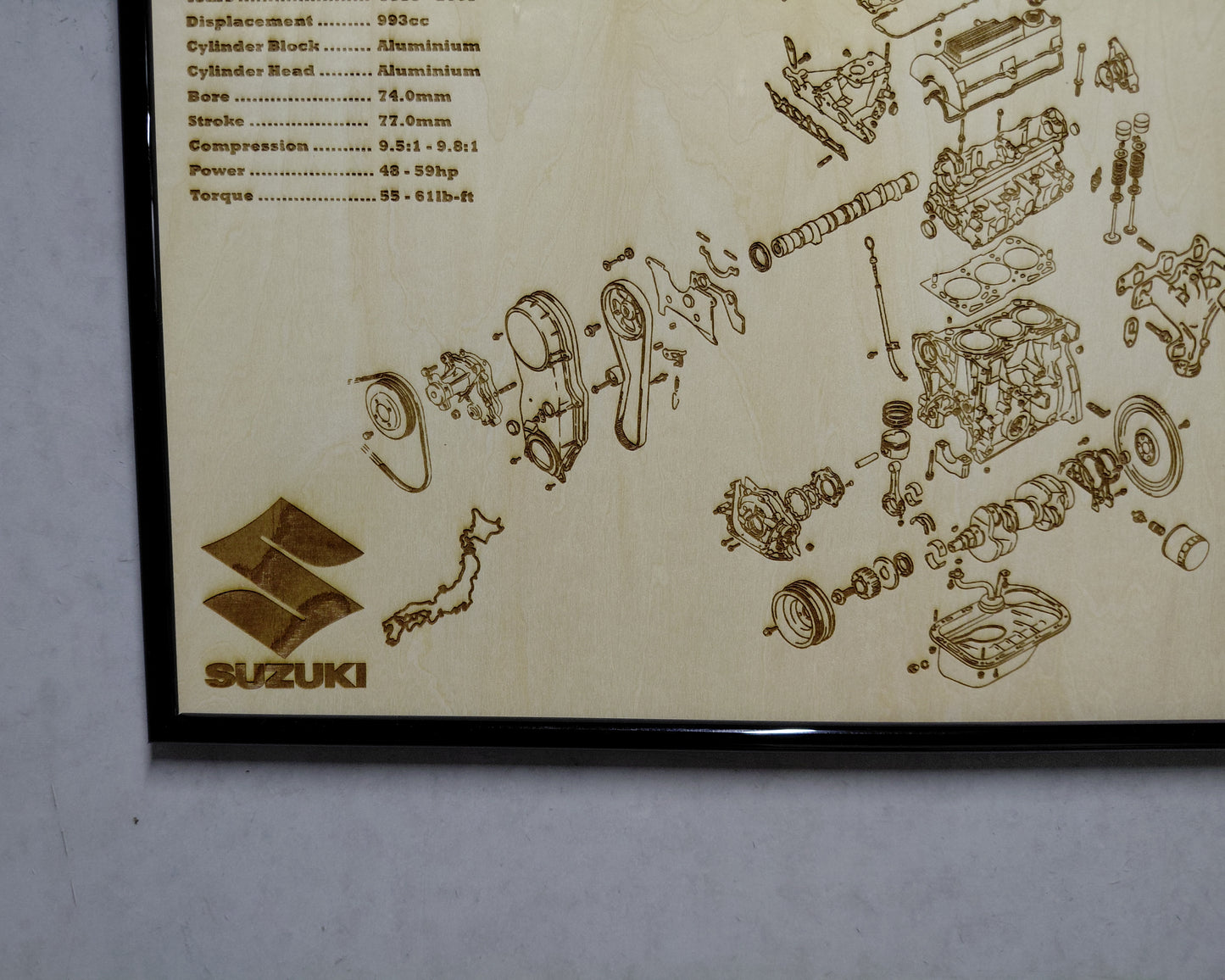 Suzuki G10A 1.0L exploded view poster
