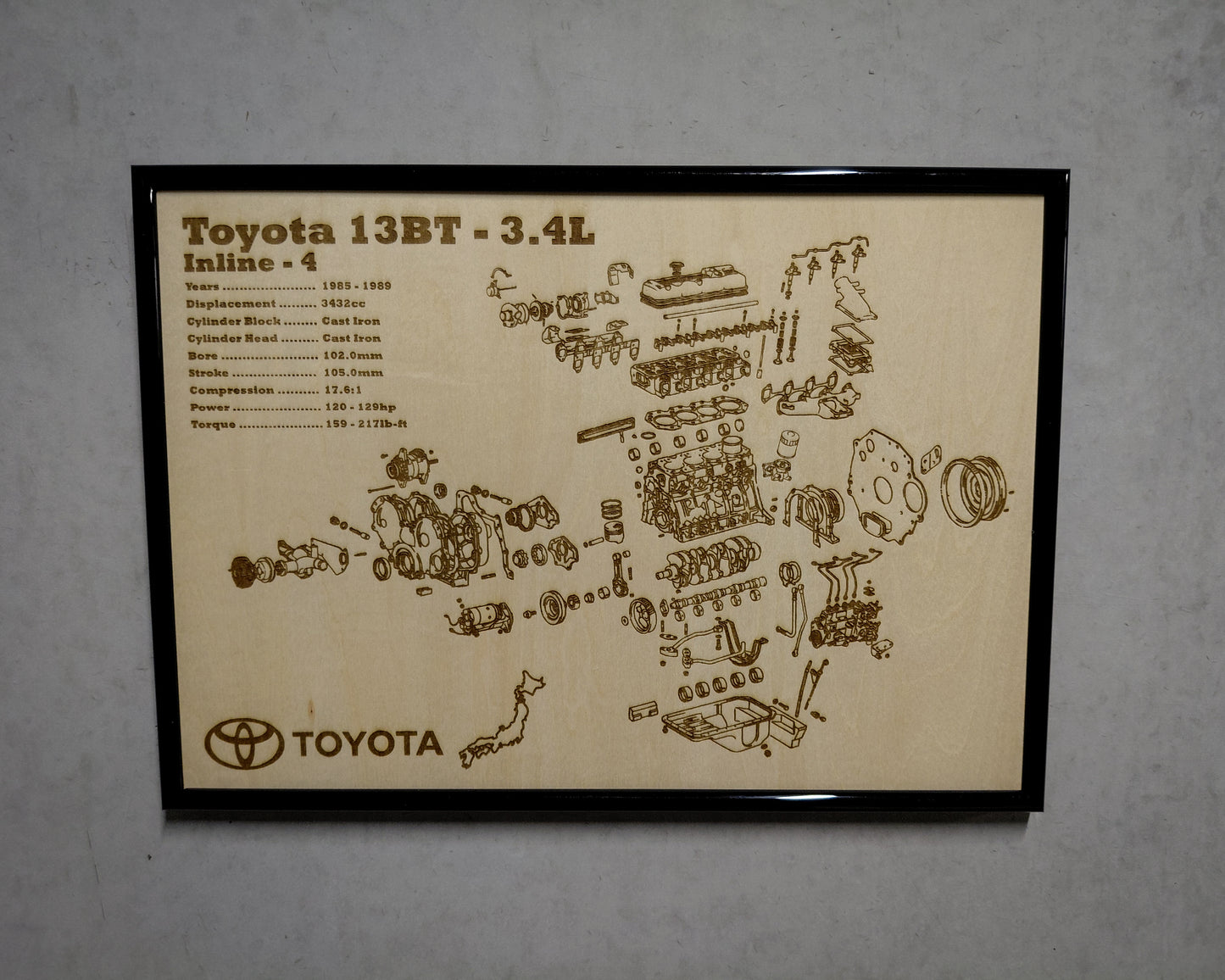 Toyota 13BT 3.4L Exploded View Poster