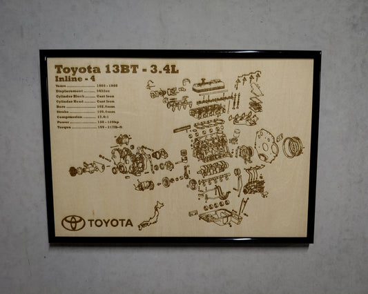 Toyota 13BT 3.4L Exploded View Poster