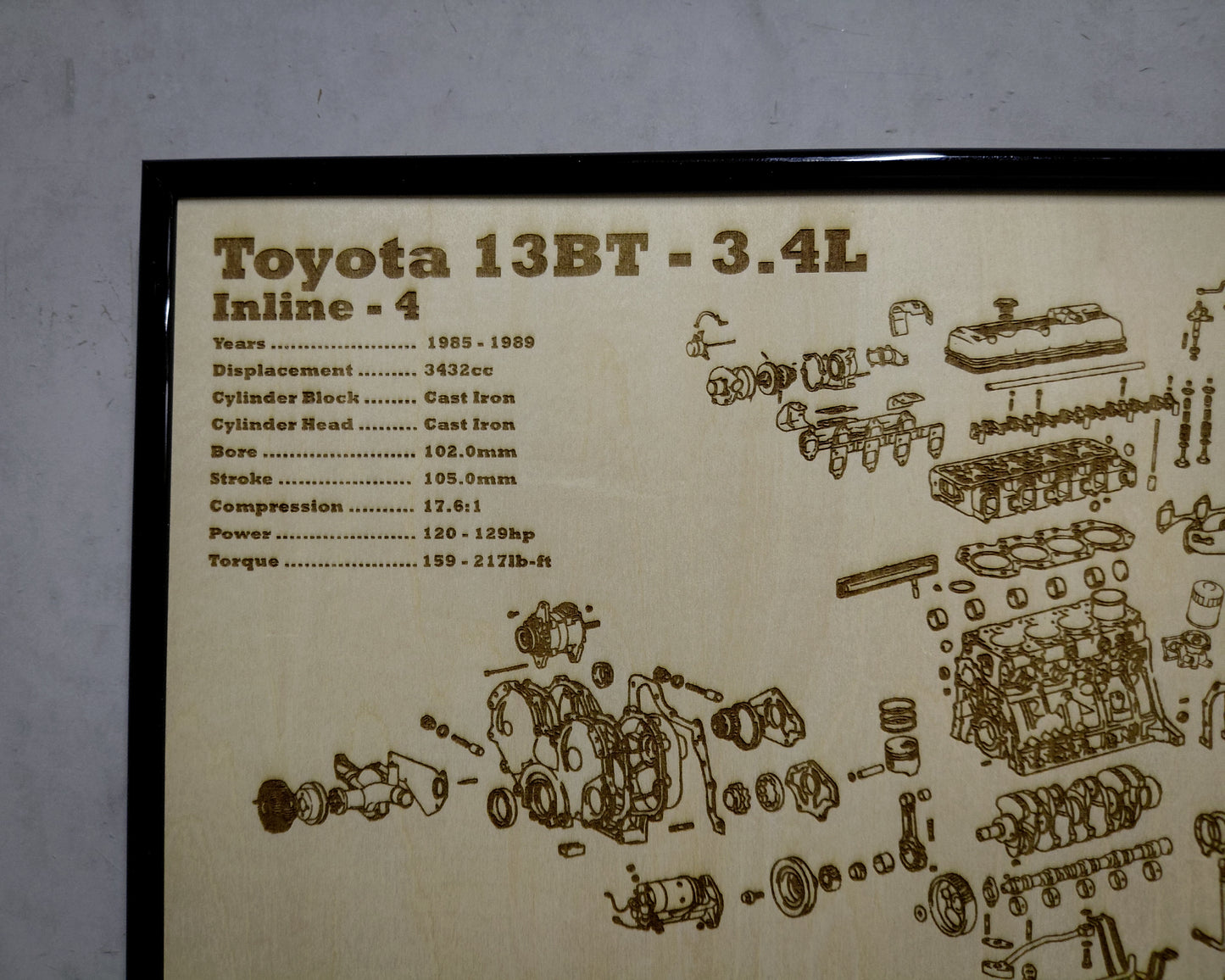 Toyota 13BT 3.4L Exploded View Poster