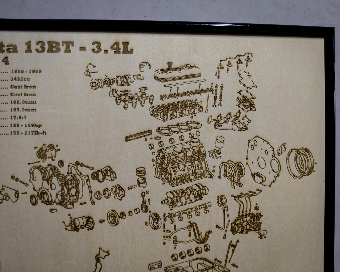 Toyota 13BT 3.4L Exploded View Poster