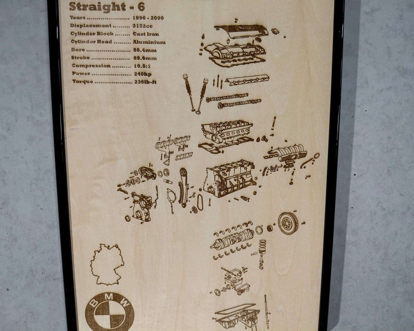 BMW S52 3.2L exploded view poster