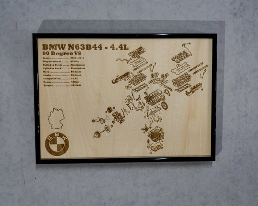 BMW N63B44 4.4L exploded view poster