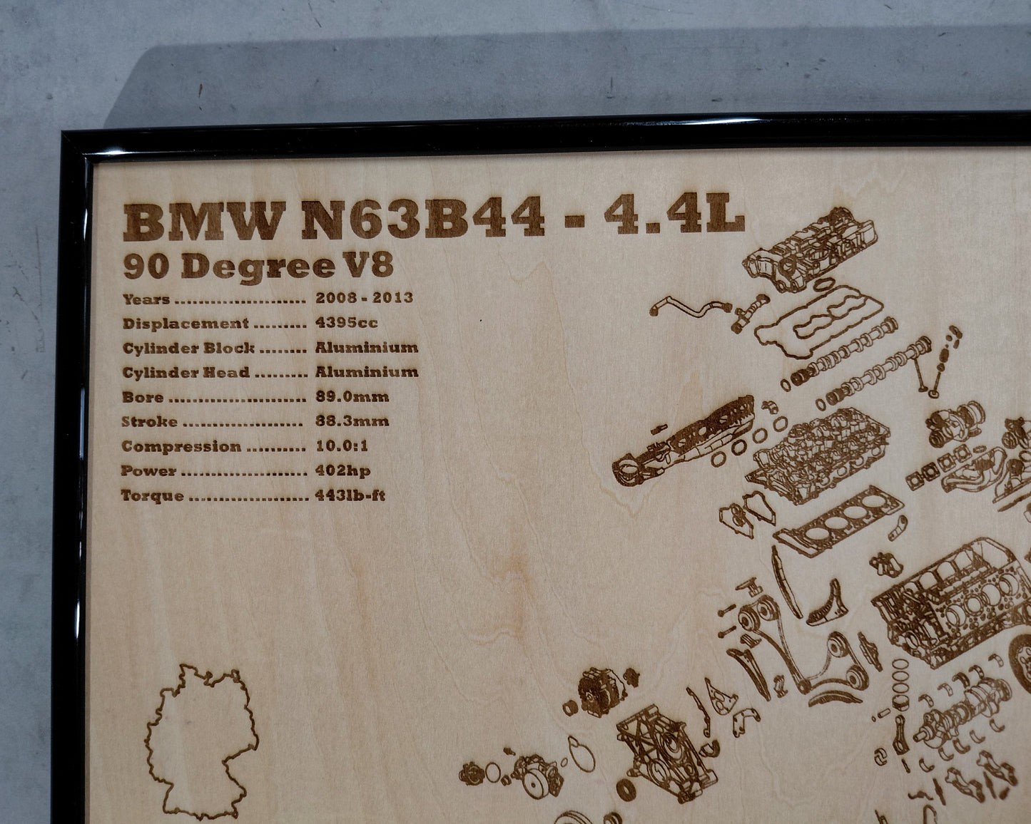 BMW N63B44 4.4L exploded view poster