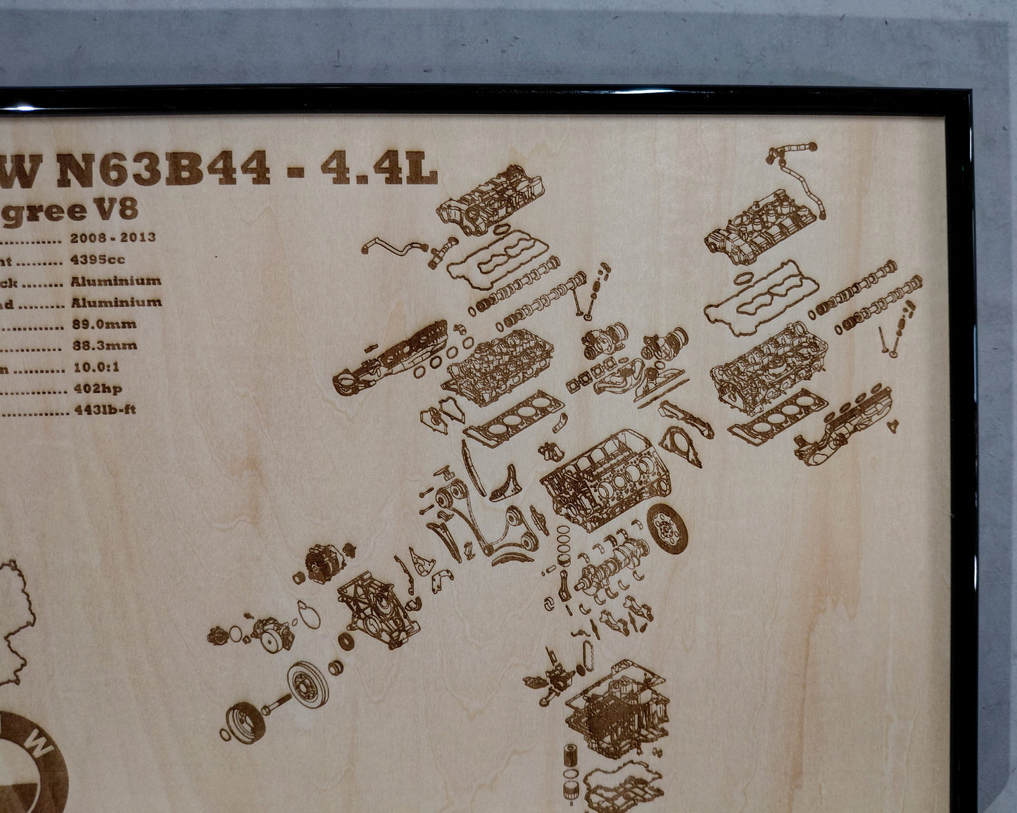 BMW N63B44 4.4L exploded view poster