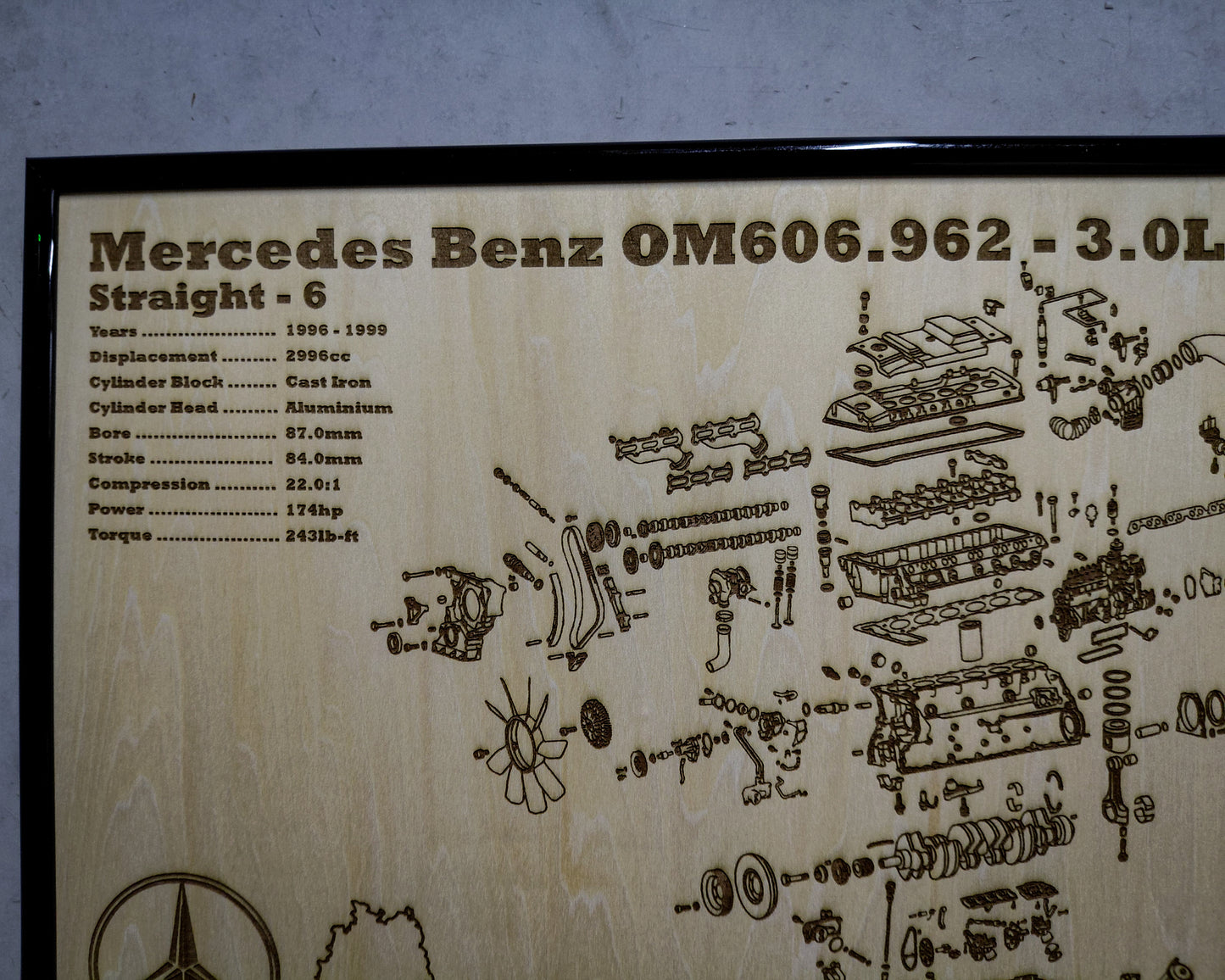 Mercedes Benz OM606.962 3.0L exploded view poster