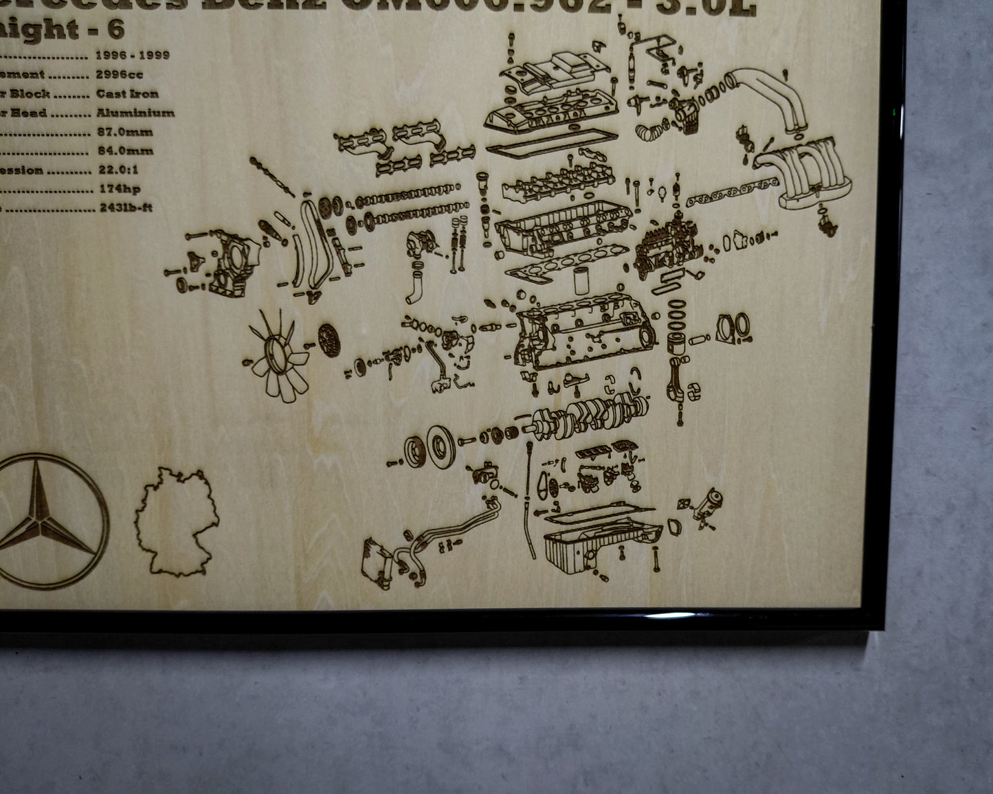 Mercedes Benz OM606.962 3.0L exploded view poster