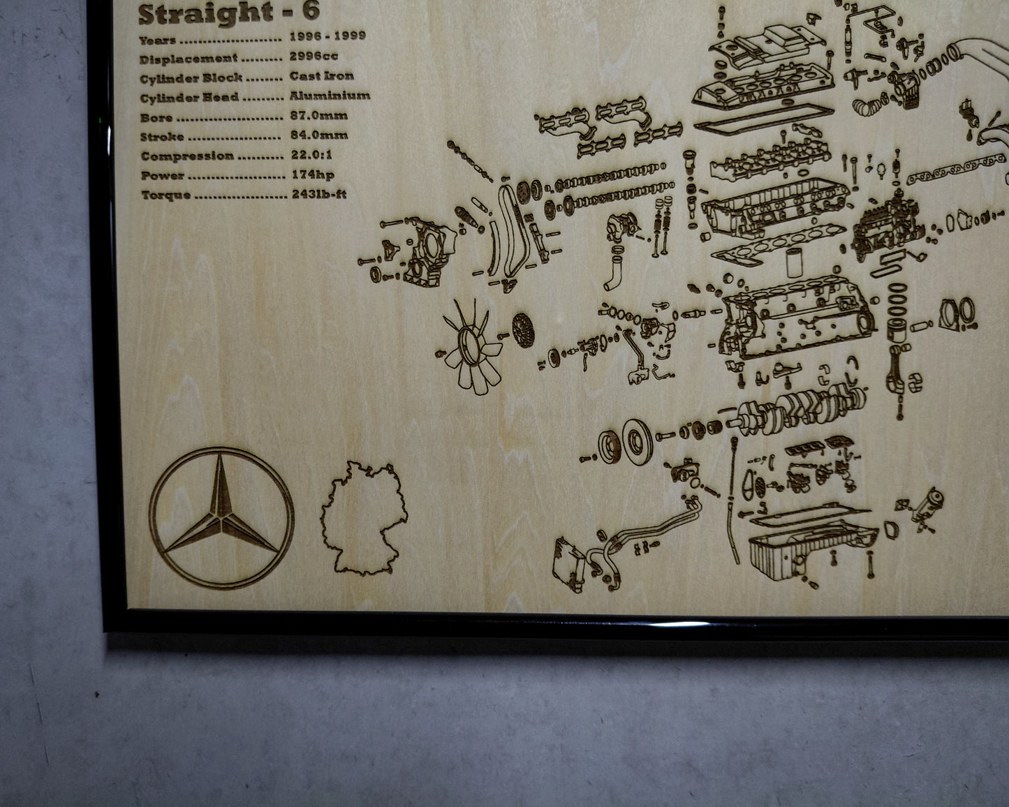 Mercedes Benz OM606.962 3.0L exploded view poster