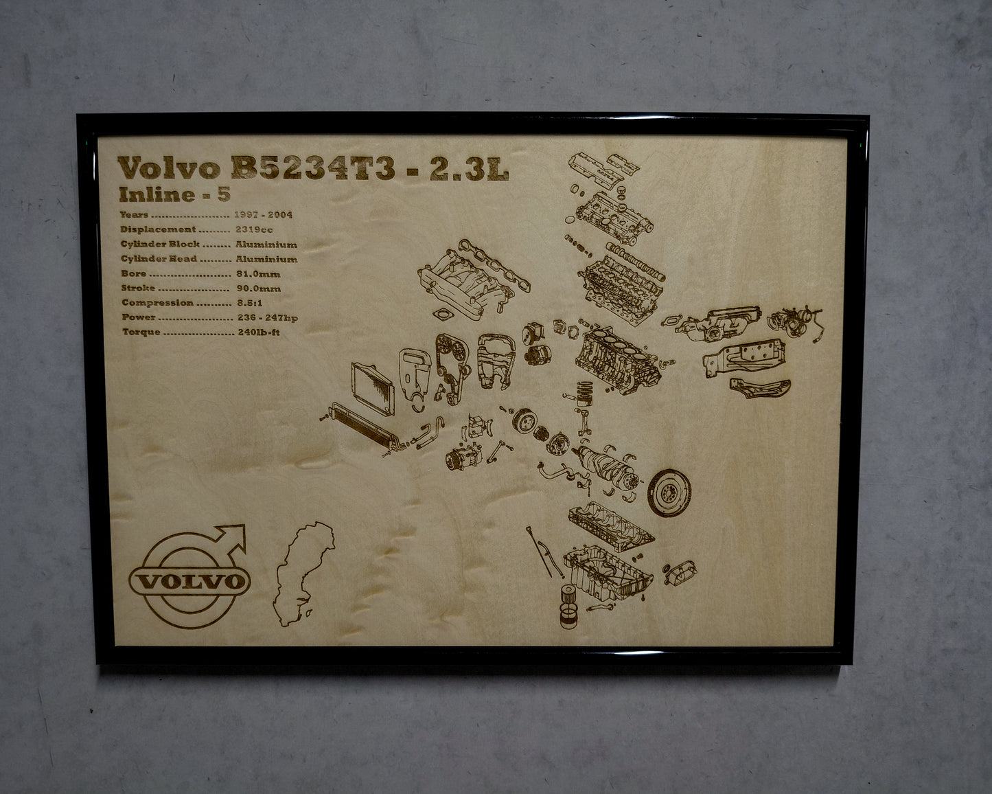 Volvo B5234T3 2.4L Exploded View Poster