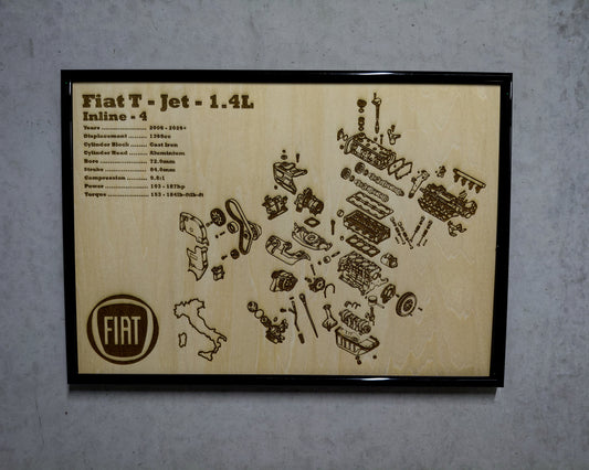 Fiat T-JET 1.4L Exploded View Poster