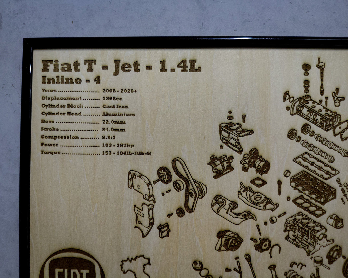 Fiat T-JET 1.4L Exploded View Poster