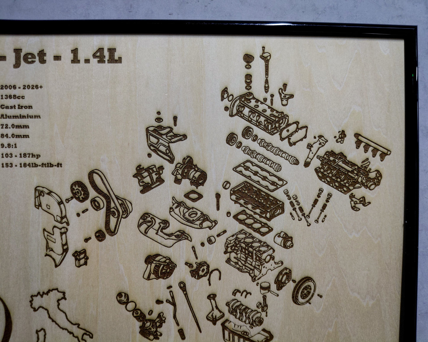Fiat T-JET 1.4L Exploded View Poster