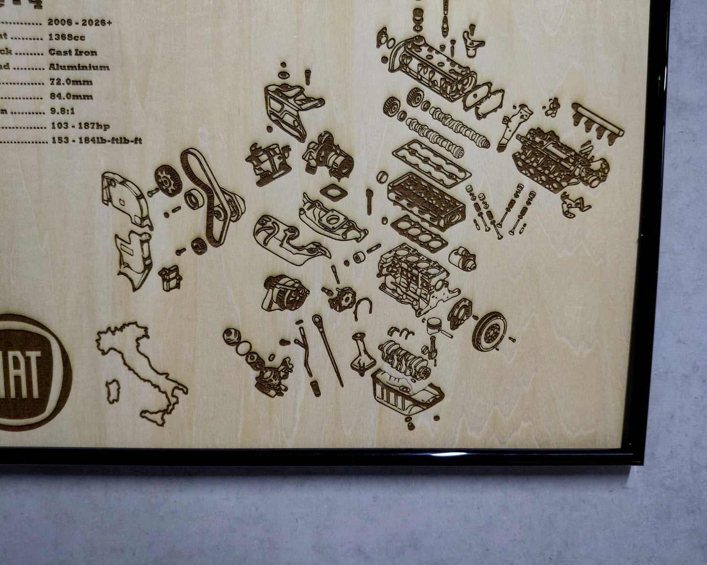 Fiat T-JET 1.4L Exploded View Poster