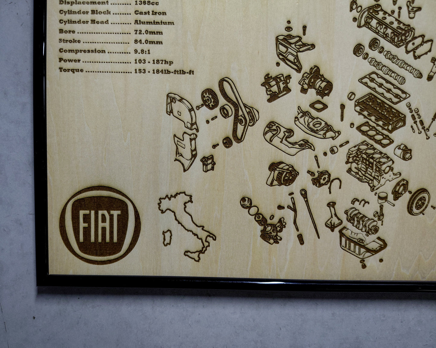 Fiat T-JET 1.4L Exploded View Poster