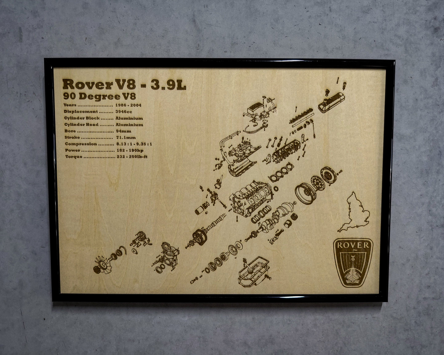 Rover 3.9L V8 Exploded View Poster