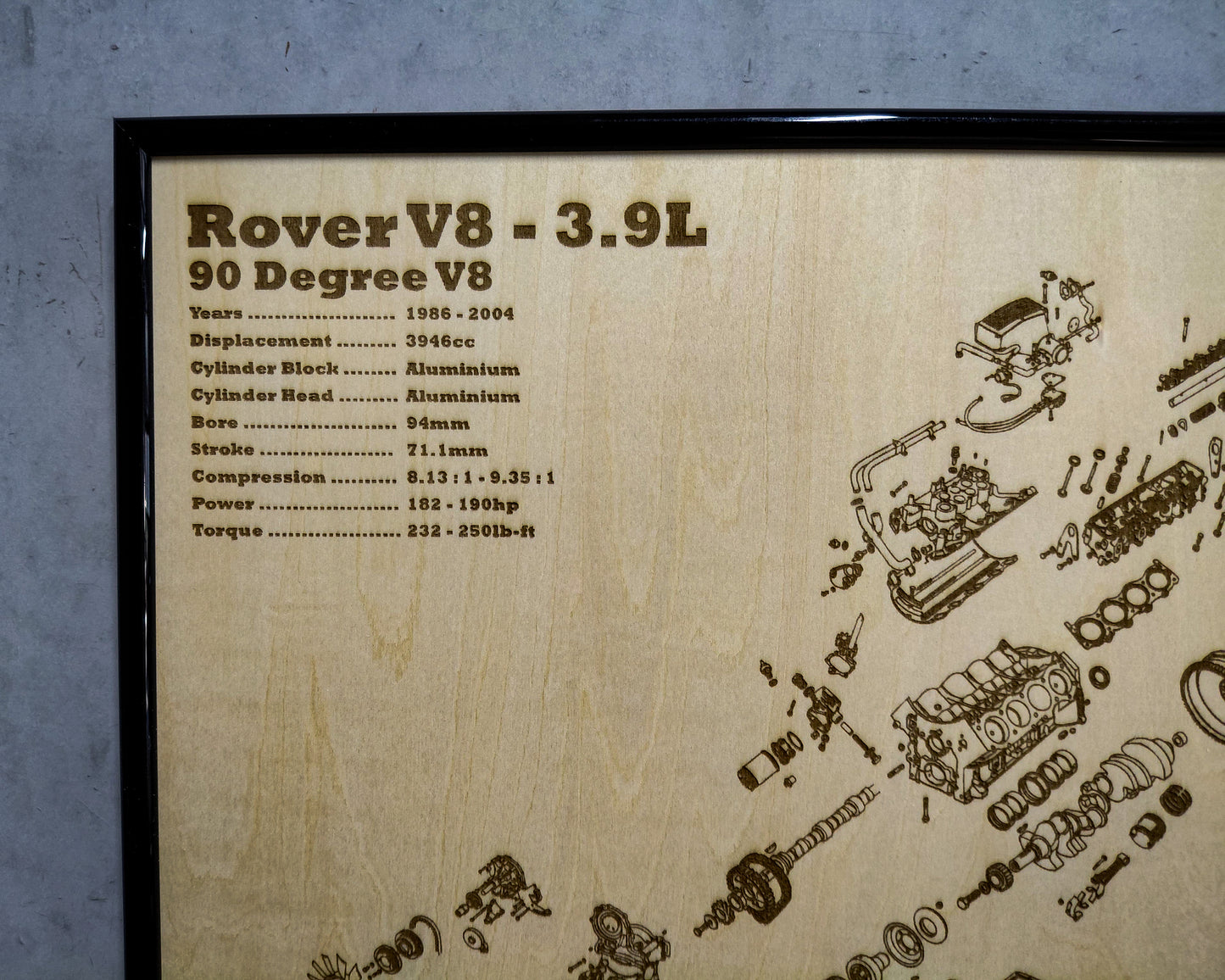 Rover 3.9L V8 Exploded View Poster
