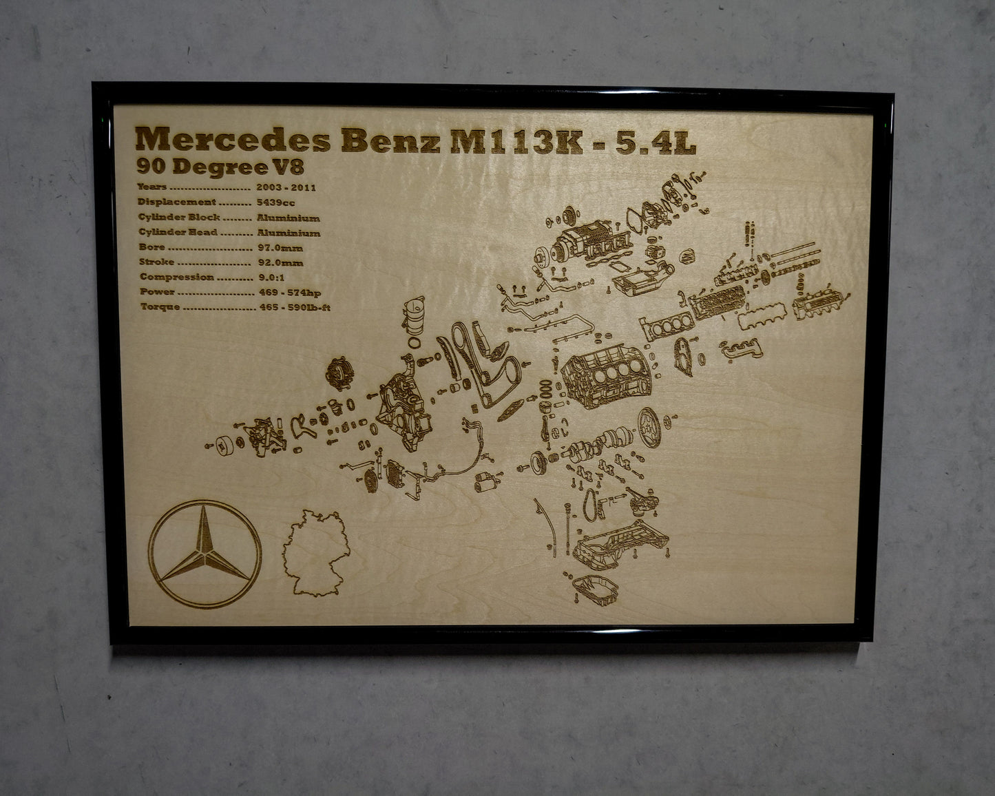 Mercedes Benz M113k 5.5L exploded view poster
