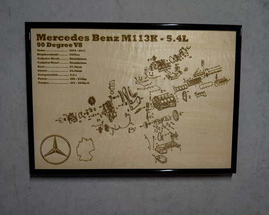 Mercedes Benz M113K 5.4L exploded view poster