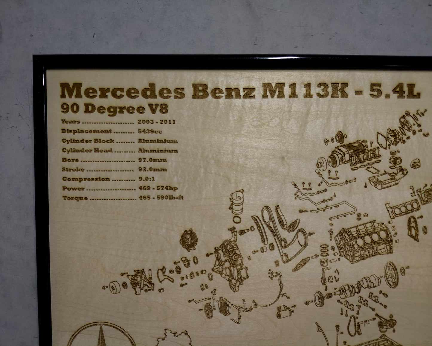 Mercedes Benz M113k 5.5L exploded view poster