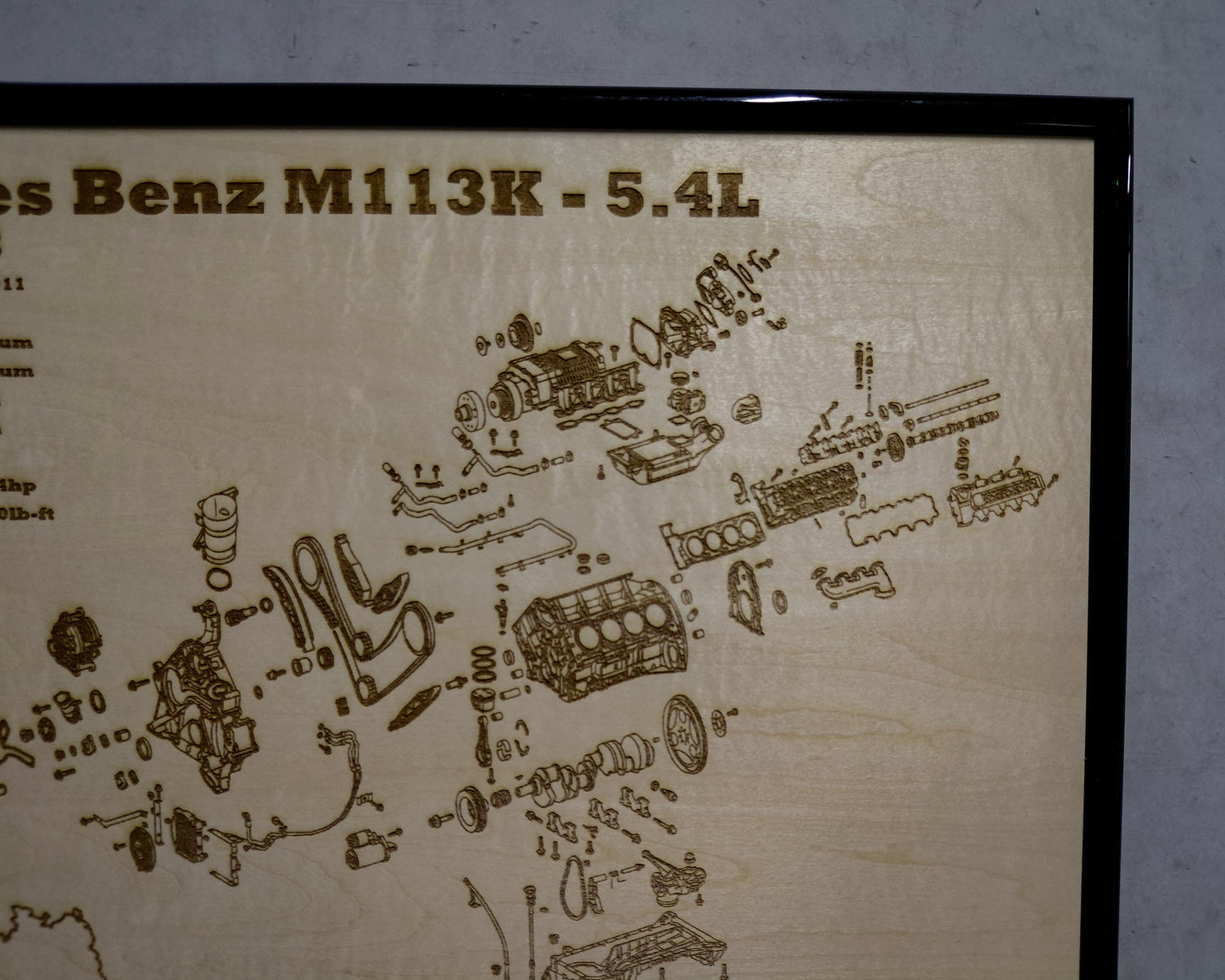 Mercedes Benz M113k 5.5L exploded view poster
