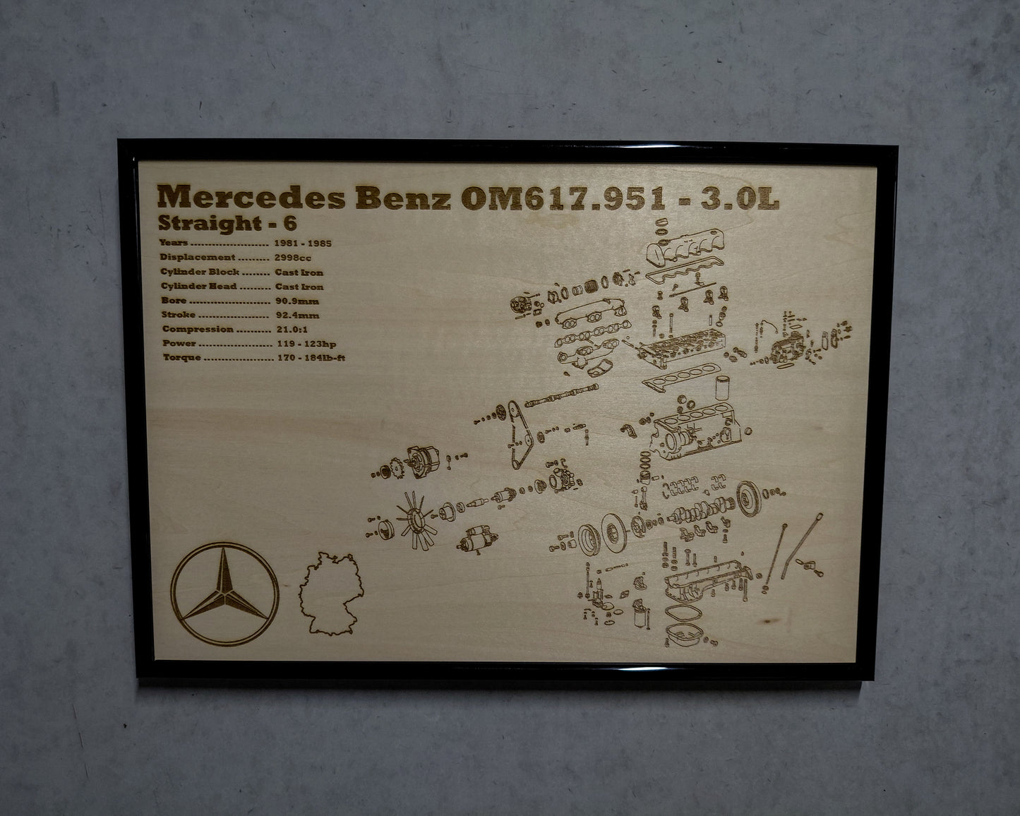 Mercedes Benz OM617.951 3.0L exploded view poster