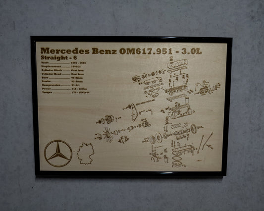 Mercedes Benz OM617.951 3.0L exploded view poster