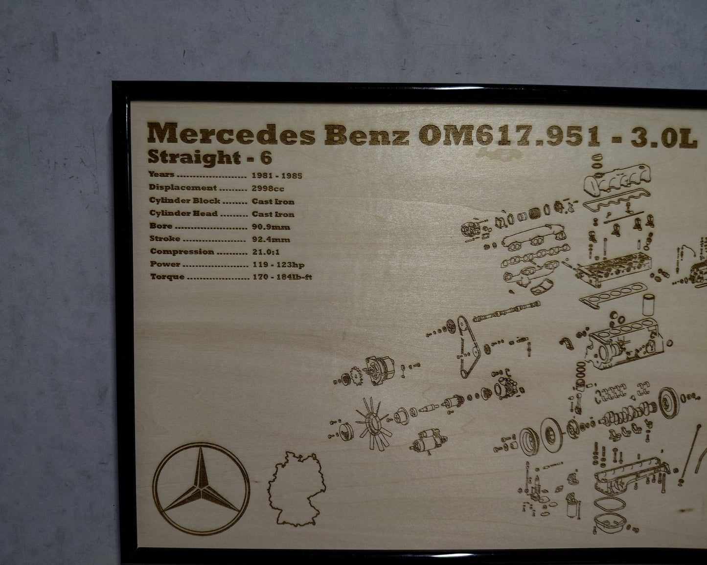 Mercedes Benz OM617.951 3.0L exploded view poster